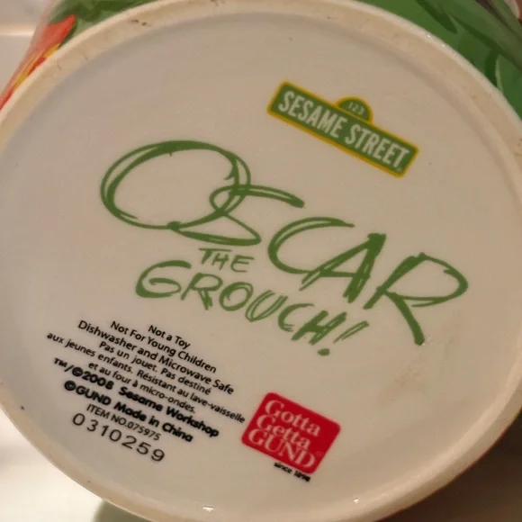 Oscar the Grouch Ceramic Coffee Cup / Mug - Green and Orange - Picture 3 of 4